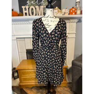 Wild Fable Women's Black‎ Floral Long Sleeve Mini Dress Size M Medium Casual